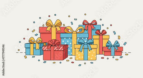 Gifts and Presents in a Vector Graphic Illustration
