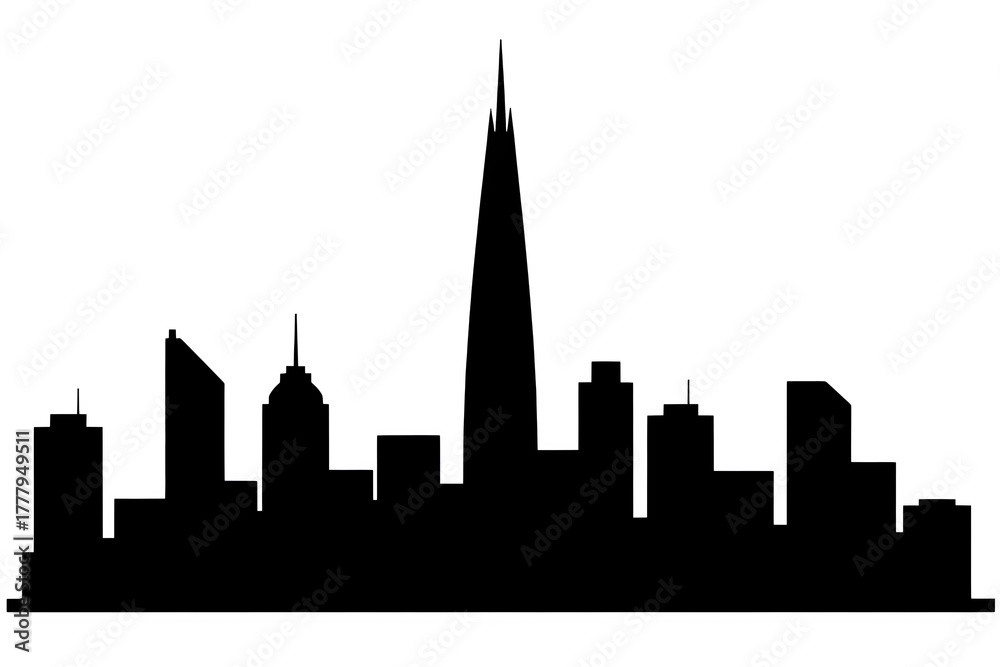 Obraz premium City skyline silhouette isolated on transparent background