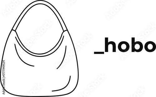 Simple line drawing of a hobo handbag 