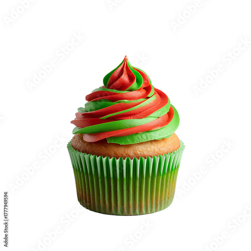 Festive Cupcake With Green and Red Frosting Ready for Celebration or Holiday ...