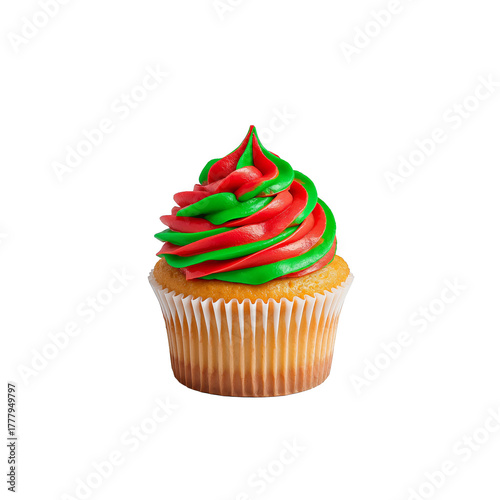 Festive Cupcake With Green and Red Frosting Ready for Celebration or Holiday ...
