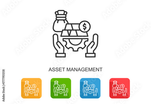 Asset Management Icon Line Multi Color Vector Illustration