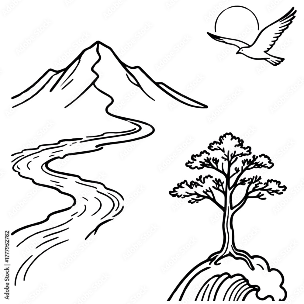 Fototapeta premium landscape with trees and mountains 