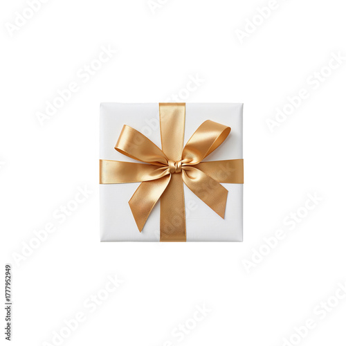 Beautifully Wrapped Gift With Shiny Gold Ribbon on a Clean Background