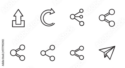 Hand drawn upload refresh and share icons simple modern design