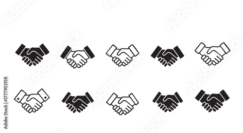 Handshake icon set for business deal partnership and agreement concept