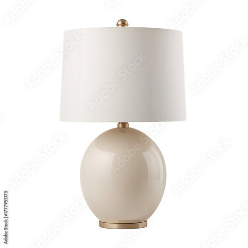 Elegant White Ceramic Lamp With a Round Base and Simple Shade