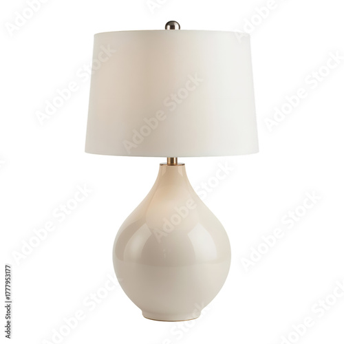 Elegant White Ceramic Lamp With a Round Base and Simple Shade