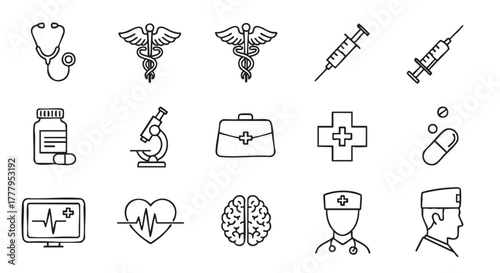 Healthcare and medical icons collection symbols for healthcare illustration