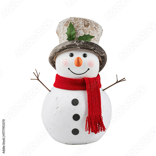 Festive Snowman With a Hat and Scarf Decoration Ready for Winter Celebrations