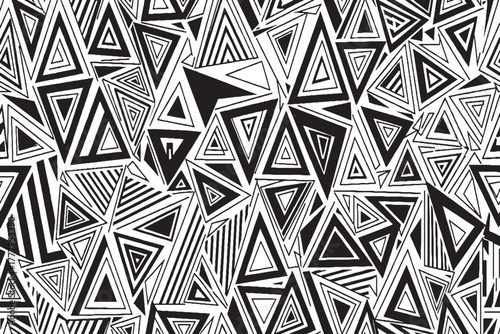 Abstract Black and White Triangle Pattern — Modern Optical Geometric Background