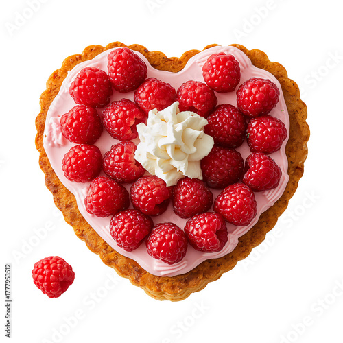 Fresh Raspberry Tart Topped With Whipped Cream, Perfect for Dessert or Celebr...