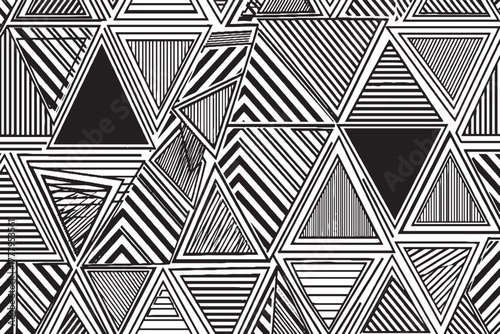 Black and White Triangular Geometric Pattern — Abstract Modern Optical Design