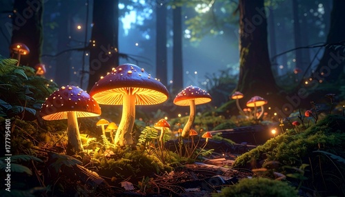 Glowing Bioluminescent Mushrooms – Fantasy Forest Wonder Design