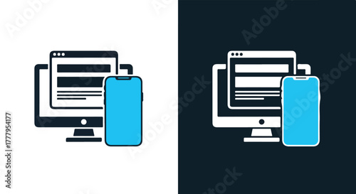 Responsive web design across multiple devices - Blue icon vector - Vector icon symbol for website - Icon vector