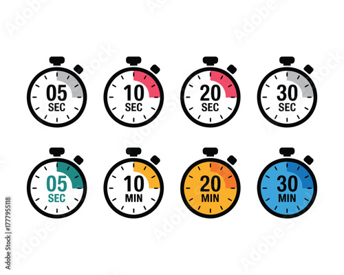 Set of stopwatch timers for various time intervals
