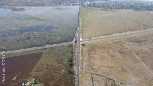 Aerial Drone View, Janitzio town, Michoacan.