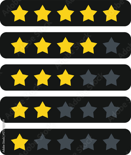 Customer Feedback Stars — Rating and Review Vector Symbols