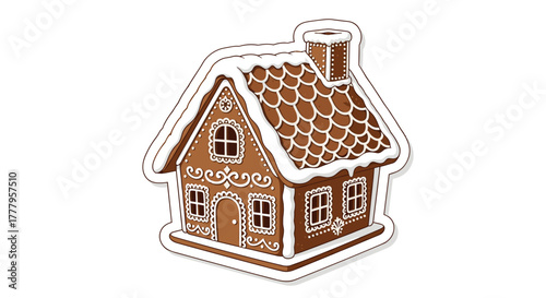 Festive gingerbread house with icing details for holiday celebrations