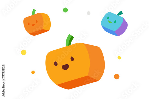Floating pumpkin illustration