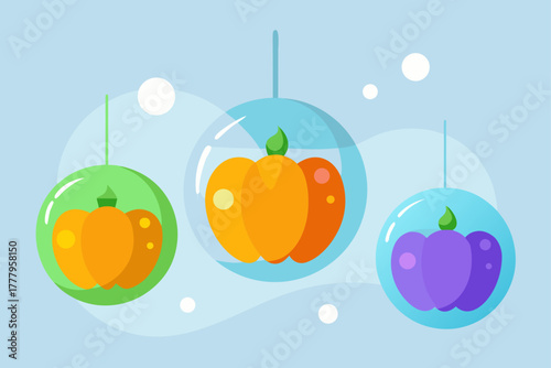 Pumpkins in hanging orbs