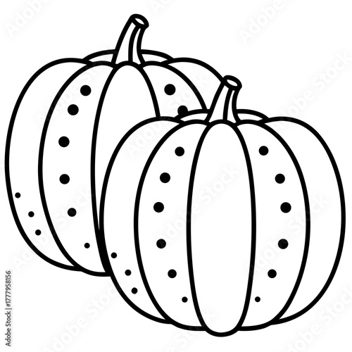 Two pumpkins outline art