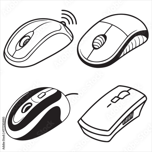 computer mouse icon set vector