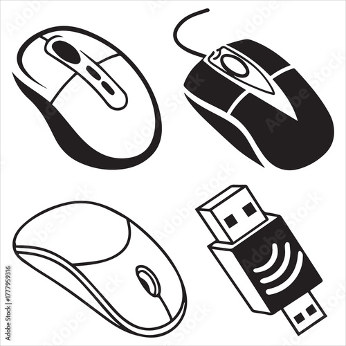 computer mouse icon set vector