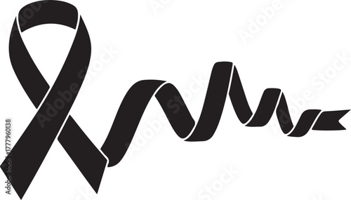 Black awareness ribbon symbolic representation vector illustration