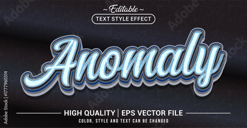 Editable text effect vector “Anomaly” with a dark and mysterious vibe. Creepy glitch typography perfect for horror, thriller, and psychological themes.