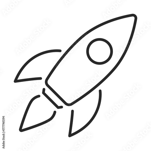 rocket startup line icon set