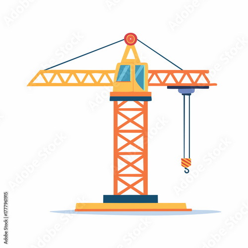 Une grue de chantier isolée sur fond blanc, génie civil, travaux publics, manutention 