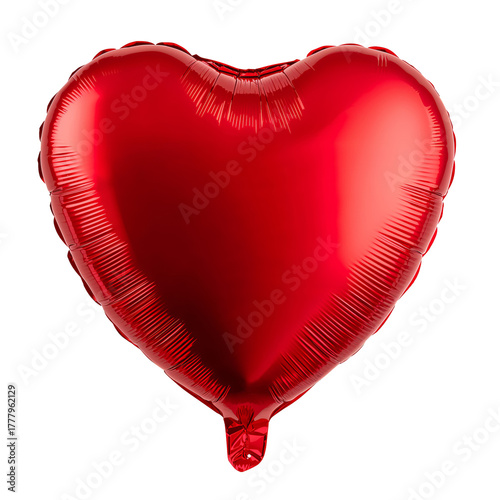 Bright Red Heart-Shaped Balloon Floating Against a White Background