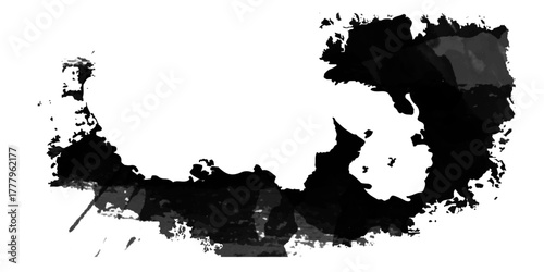 Black ink banner brush strock grunge paper, vector white abstract  background. 