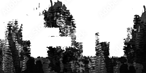 Black ink banner brush strock grunge paper, vector white abstract  background. 