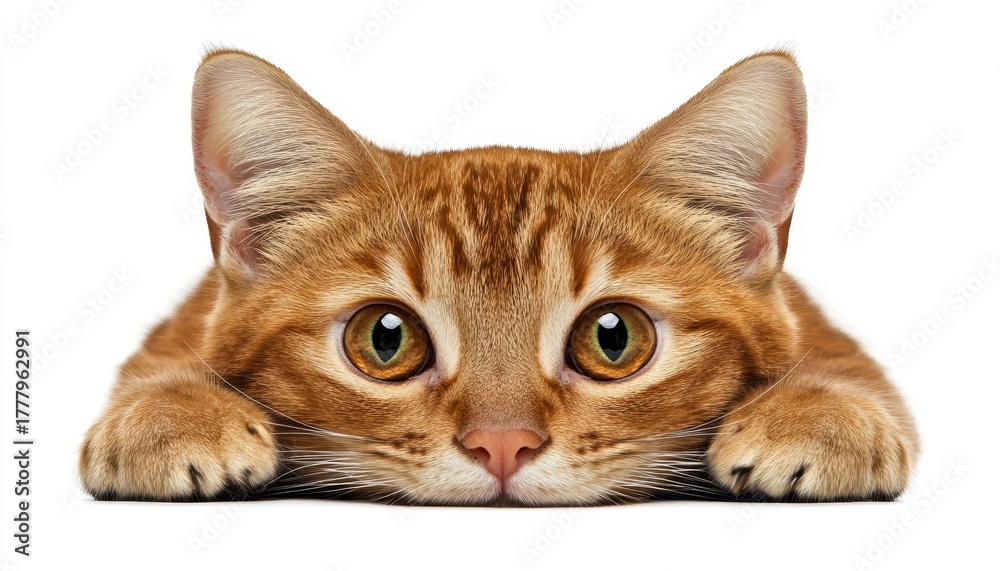 Obraz premium Close-Up of a Charming Ginger Bengal Cat with Expressive Yellow Eyes in Intense Observation Mode