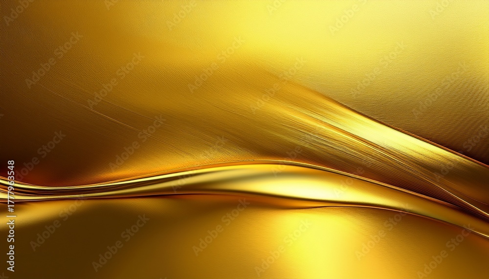 Fototapeta premium reflected minimalist background in solid gold color with smooth metallic finish