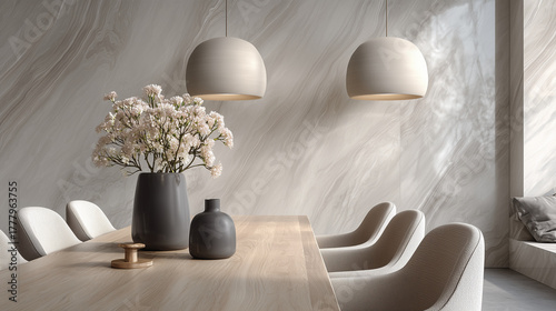 Modern dining room interior with minimalist design