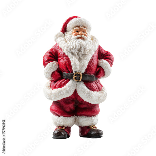 Santa Claus Figurine in Classic Red Suit With White Trim and Black Boots Duri...