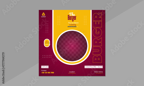 Burger social media post design 