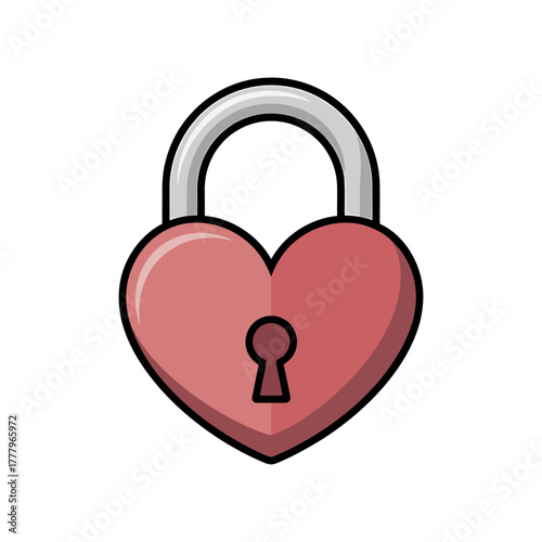 Love lock  Icon on White Background Vector Art Illustration on white background.