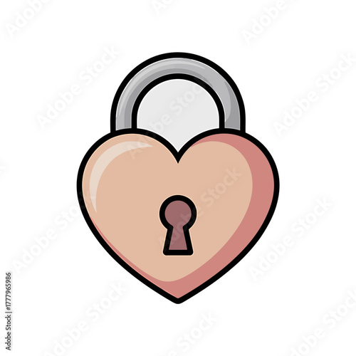 Love lock  Icon on White Background Vector Art Illustration on white background.
