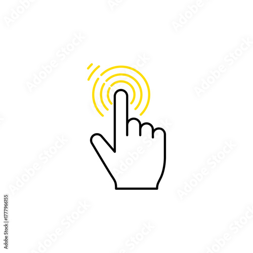 Hand touching screen icon for user interface