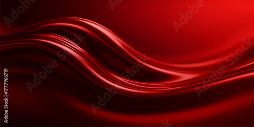 Smooth flowing red silk fabric texture with soft waves is a luxury abstract backdrop design