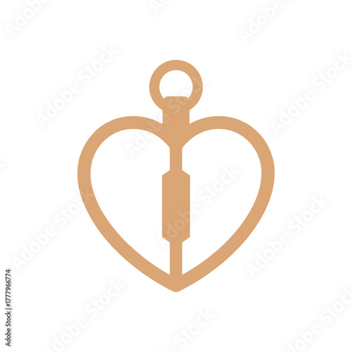 Heart locket Icon on White Background Vector Art Illustration on white background.
