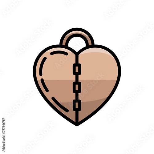Heart locket Icon on White Background Vector Art Illustration on white background.