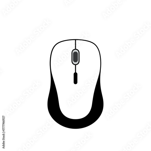 Black and white computer mouse in flat design style  