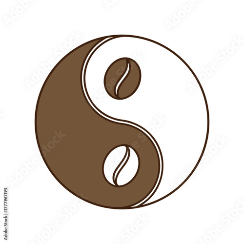 Yin Yang Symbol with Coffee Beans Representing Balance and Harmony