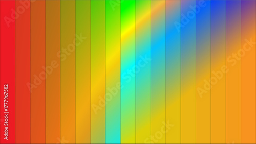 A vibrant abstract gradient of vertical stripes transitioning through a spectrum of colors from red to blue and yellow.