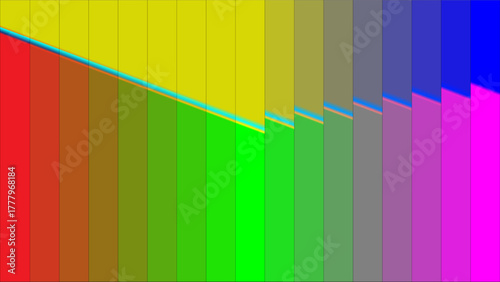 Vibrant abstract background with vertical color gradient stripes and wavy patterns.